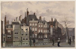 Nieuwezijdsvoorburgwal. Tekening. Amsterdam, Stadsarchief Amsterdam tekijältä Johan Rieke
